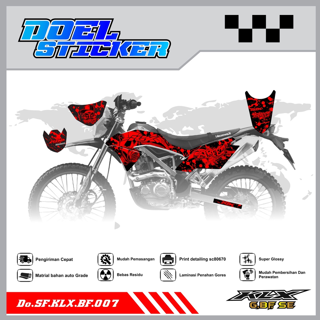 Sticker Striping Honda KLX 150 G , BF , SE Lama List Variasi Hologram , Crome Doel 007