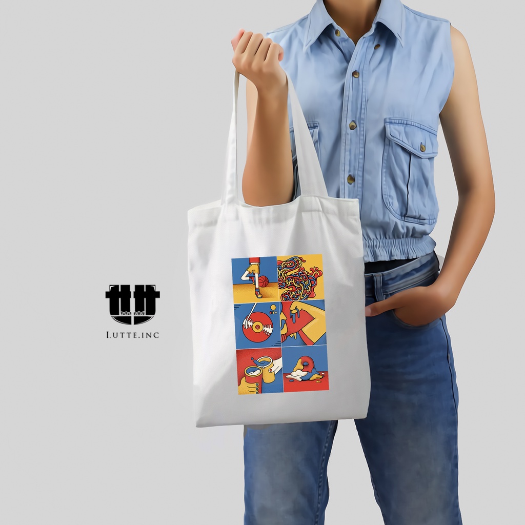 NEW Tote bag Kanvas Premium Totebag Original Lutte.inc Tas Tote Bag Wanita ( Ast Series )