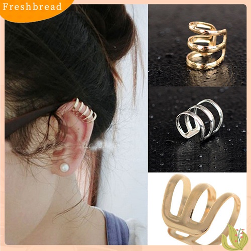 【Fresh】❀Women Punk Ear Clip Cuff Earrings Non-Piercing Hollow U-Shape Clip On Jewelry