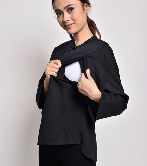 

MONOMOM Joan Black - Baju Menyusui Nursing Wear Stylish Premium