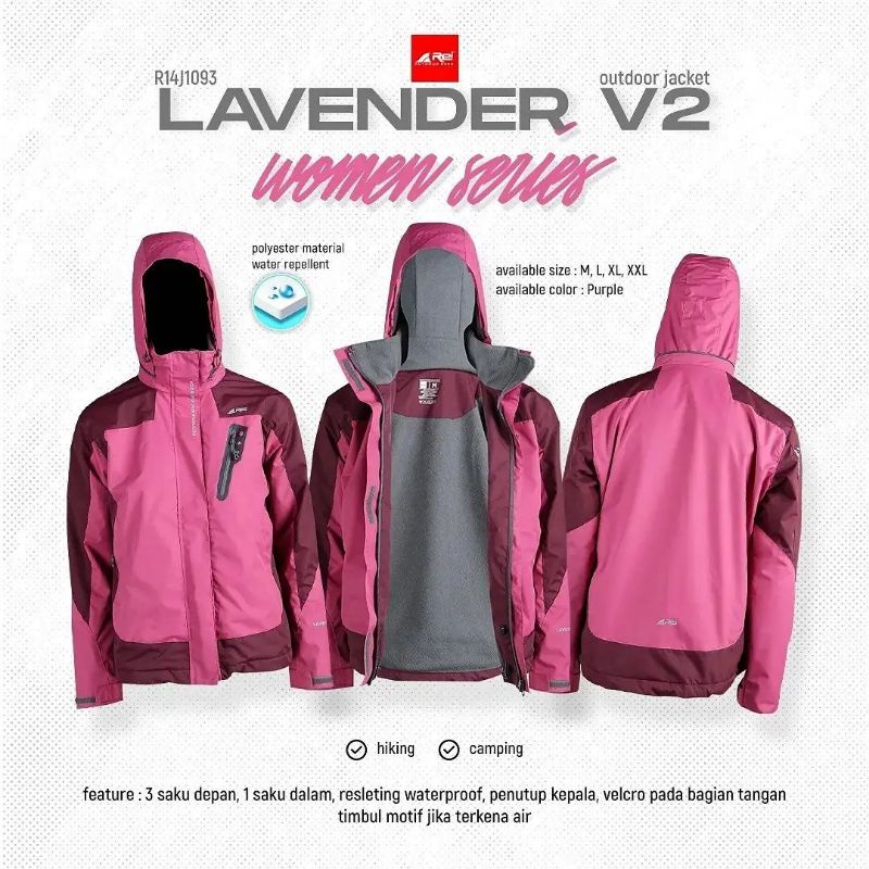 Jaket Arei LAVENDER V2 / Jaket rei waterproof / Jaket women series
