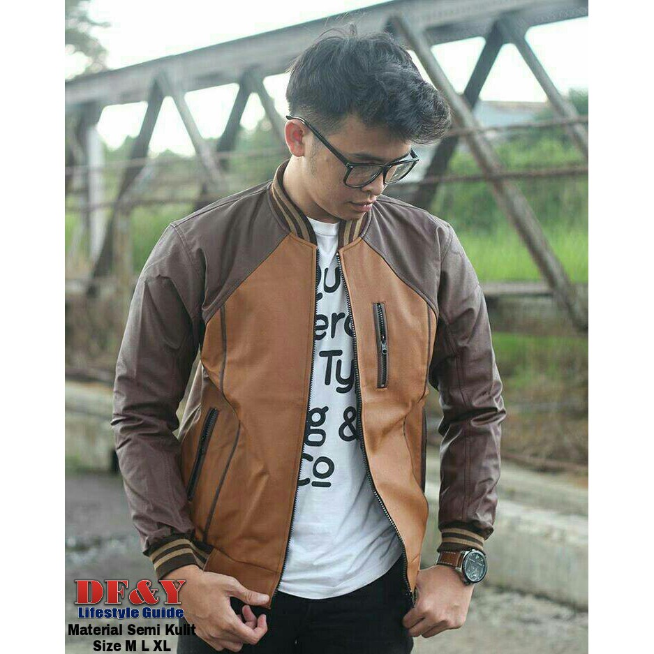 PRYZA Jaket Kulit  Pria Afgan Simple Original DF&Y cowok cewe asli garut hitam crop ferari korea dom