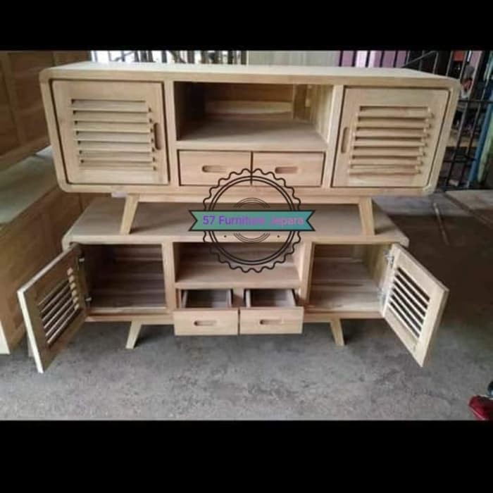 Bufet/ lemari pendek hias ruangan - Bifet meja tv retro jati mentahan
