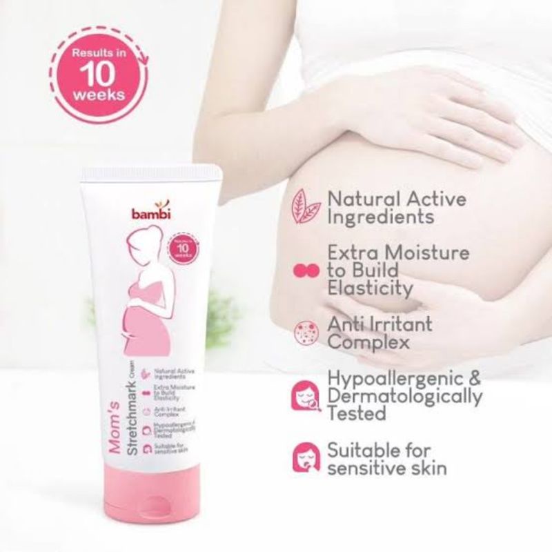 Bambi Baby Mom's Strethcmark Cream 100ml - Bambi Mom Strechmark krim Penghilang Selulit