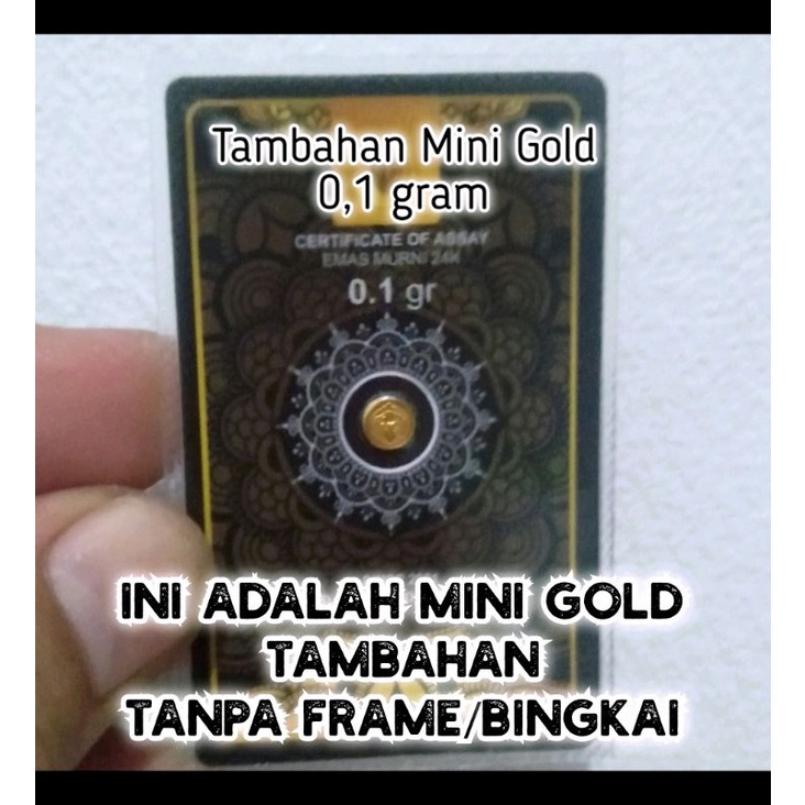 Mini Gold 0,025gr, 0,05gr, 0,1gr in Hexa Frame (Free Giftbox Rustic)| Mini Gold in Frame | Kado Pernikahan, Kado Ulang Tahun, Wisuda, Anniversary, dll. kekinian bingkai hexagonal stik es krim-Tambahan MG 0,1gr