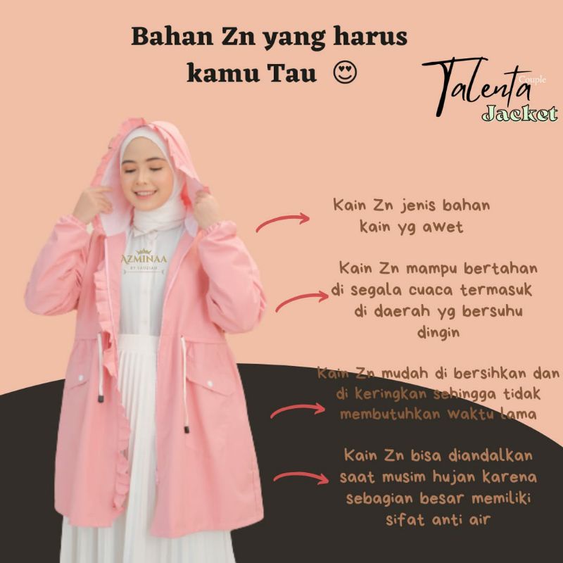 JAKET WANITA/ JAKET MUSLIMAH/ JAKET PARKA/ TALENTA JACKET WANITA PREMIUM/ WATERPROOF/ TERBARU KEKINI