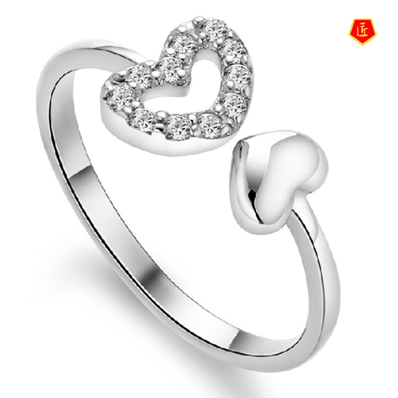 [Ready Stock]Women's Silver Double Love Ring Simple Fashion