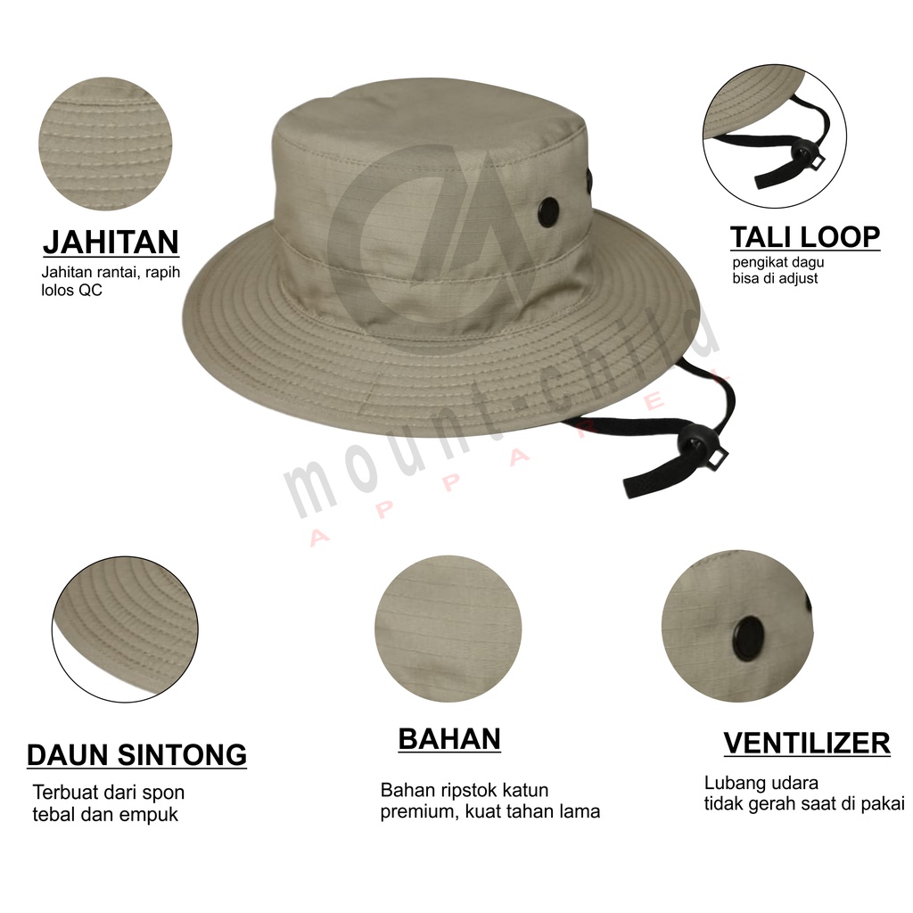 Topi Rimba Premium Topi Gunung camping adventure Rimba Hat Pria Wanita original unisex jungle hat mountchild apparel