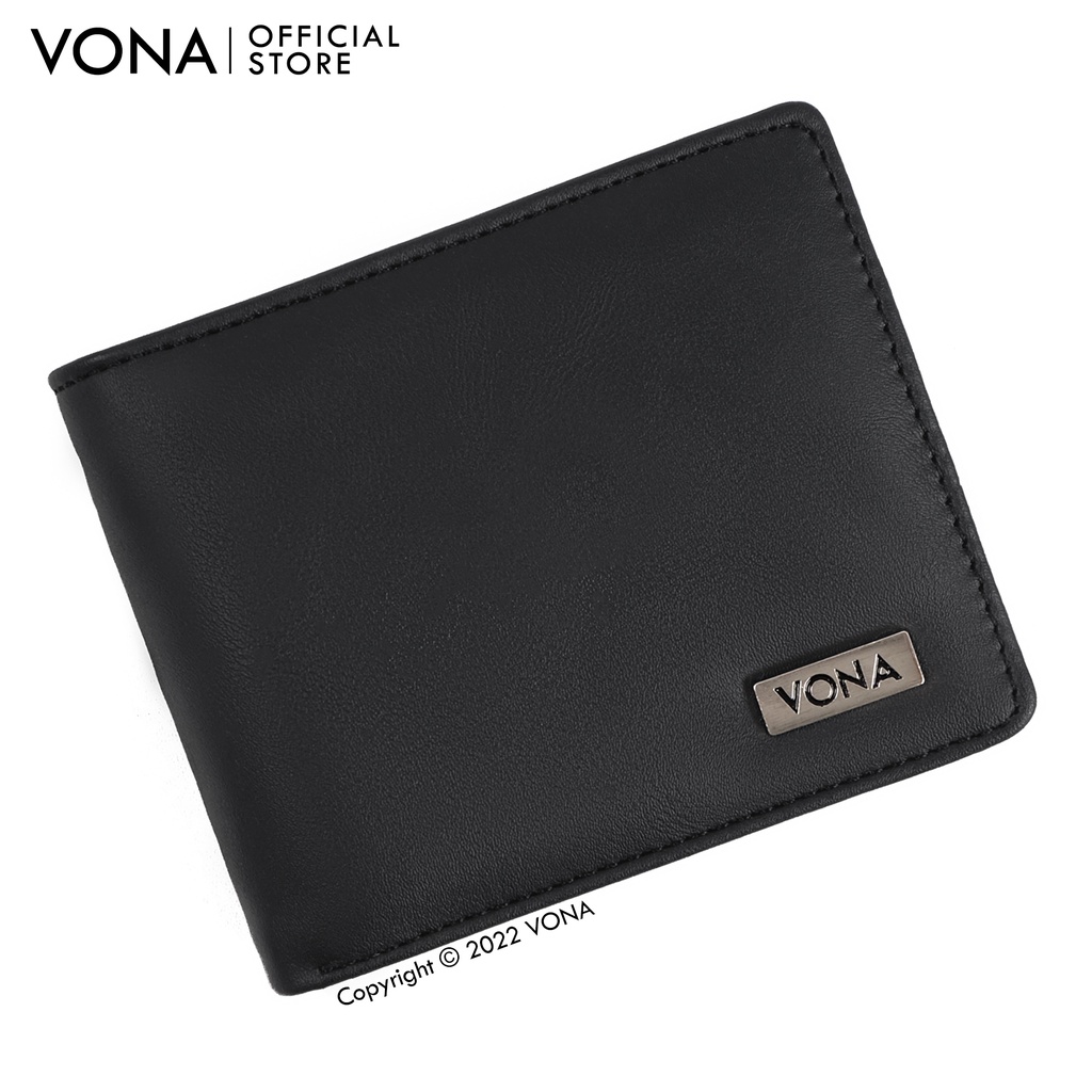 VONA Dompet Pria Lipat Pendek 3 Ruang Extra Slot Kartu Kulit PU Polos - Hitam | Dark Brown | Coklat Brown - LOXLEY-3