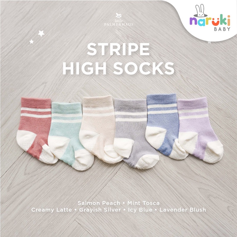 Little Palmerhaus Stripe High Socks Wording High Socks Kaos Kaki Bayi Anak 0-24 Bulan