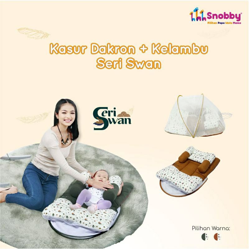 ☘️Bebikita☘️ Kasur Bayi / NEW SNOBBY KASUR DAKRON SWAN SERIES PRINT+KELAMBU/TPK 5992 KASUR SNOBBY