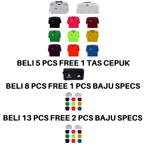 PAKET HEBOH Baju Wasit Specs 2019 / Bebas Pilih Warna dan Size / Paket Perlengkapan Wasit Sepab Bola