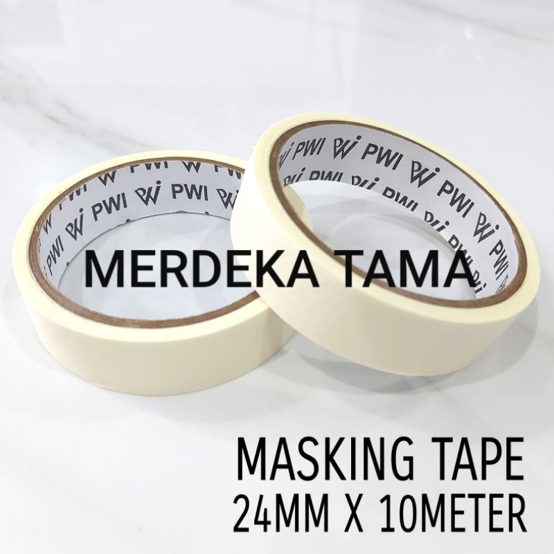 

Solasi Kertas Perekat Selotip Isolasi Masking Tape Krem PWI 23mm x 10m