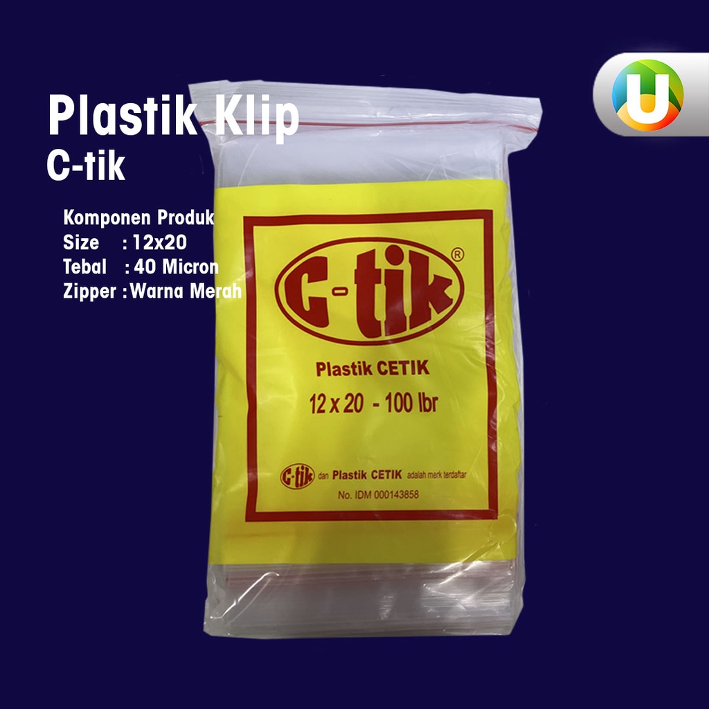 [Isi 100] Plastik Klip Baju Kaos Plastik Ziplock 12x20cm Merek C-Tik Murah Original Kemasan Ekonomis