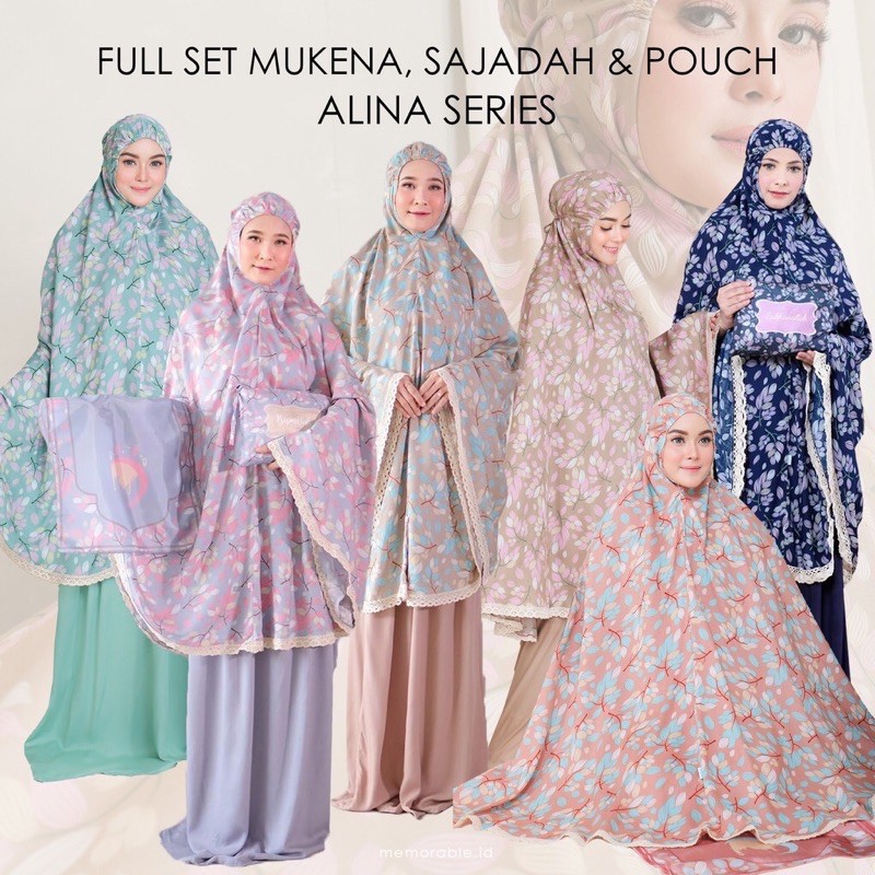 FULL SET SAJADAH ALINA ORCHID &amp; DAISY MUKENA FAHIJABLOVE | Mukena rayon traveling | MUKENA FAHIJAB