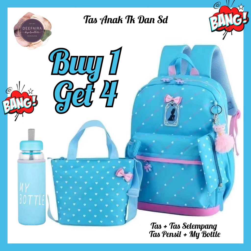 Tas Ransel Anak Perempuan N1 Free Botol Minum Backpack Anak Tk Sd Dan Smp