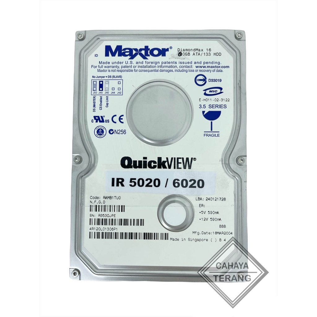 Hard Disk Mesin Fotocopy Canon IR 5020 6020 Siap Pakai