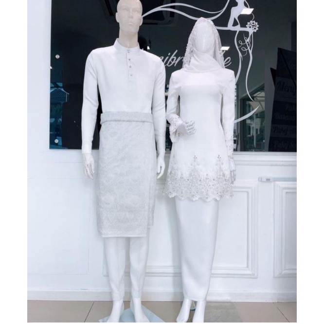gaun pengantin muslimah Malaysia gaun walimah gau gaun akad wedding dress putih