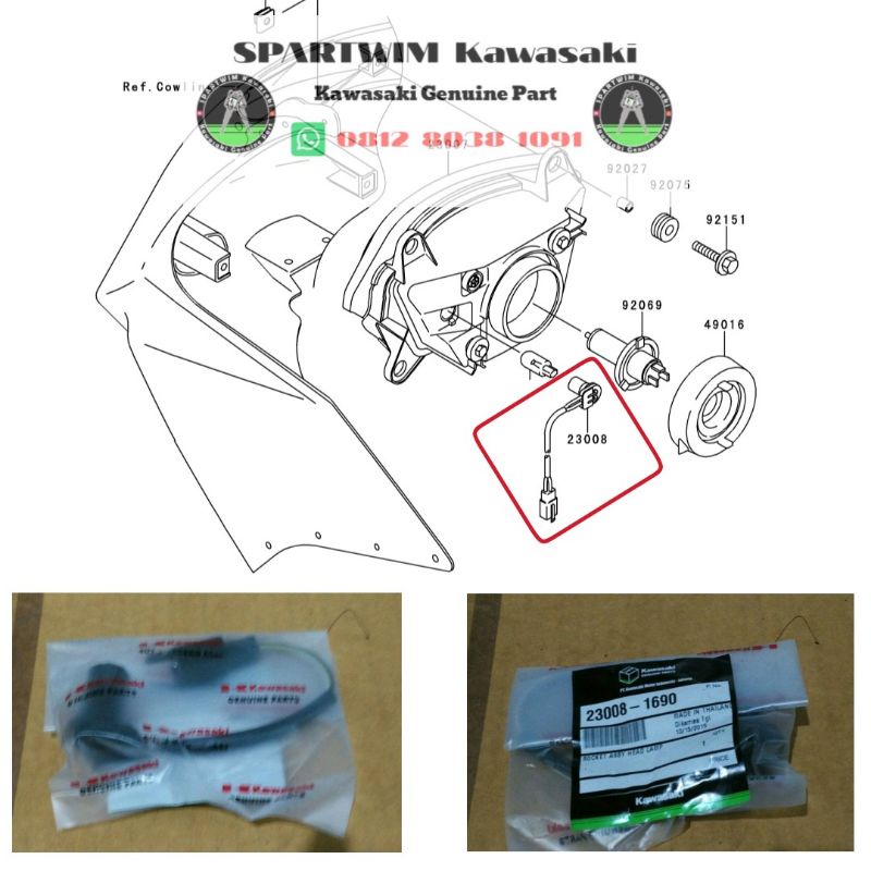 Socket assy soket kabel lampu senja depan Ninja 150 RR OLD original kawasaki