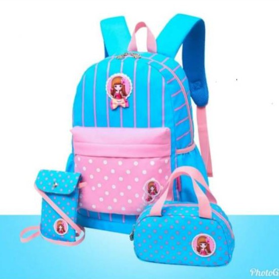 [COD] tas ransel anak wanita motif barbie salur warna warni / tas anak paud/ tas anak tk perempuan