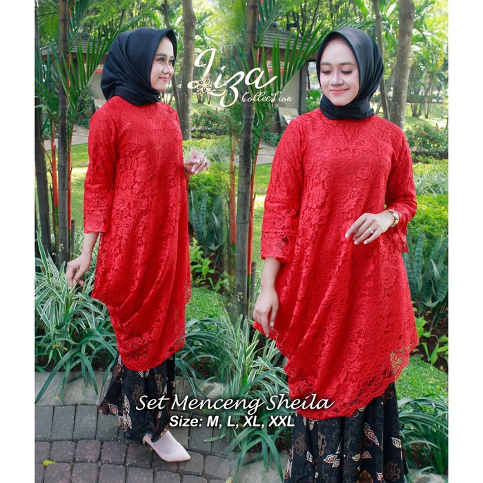 fashion wanita kebaya brokat tunik menceng sheila