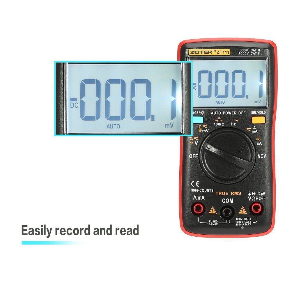 Zotek ZT111 9999 Counts Range Digital Multimeter AC/DC Voltage Current Tester + Temperature and NCV