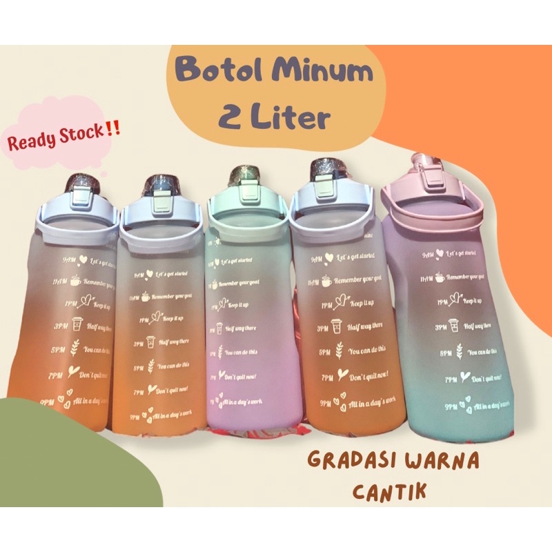 BOTOL MINUM LUCU 2 LITER GRADASI WARNA MENARIK SEHAT TERHIDRASI