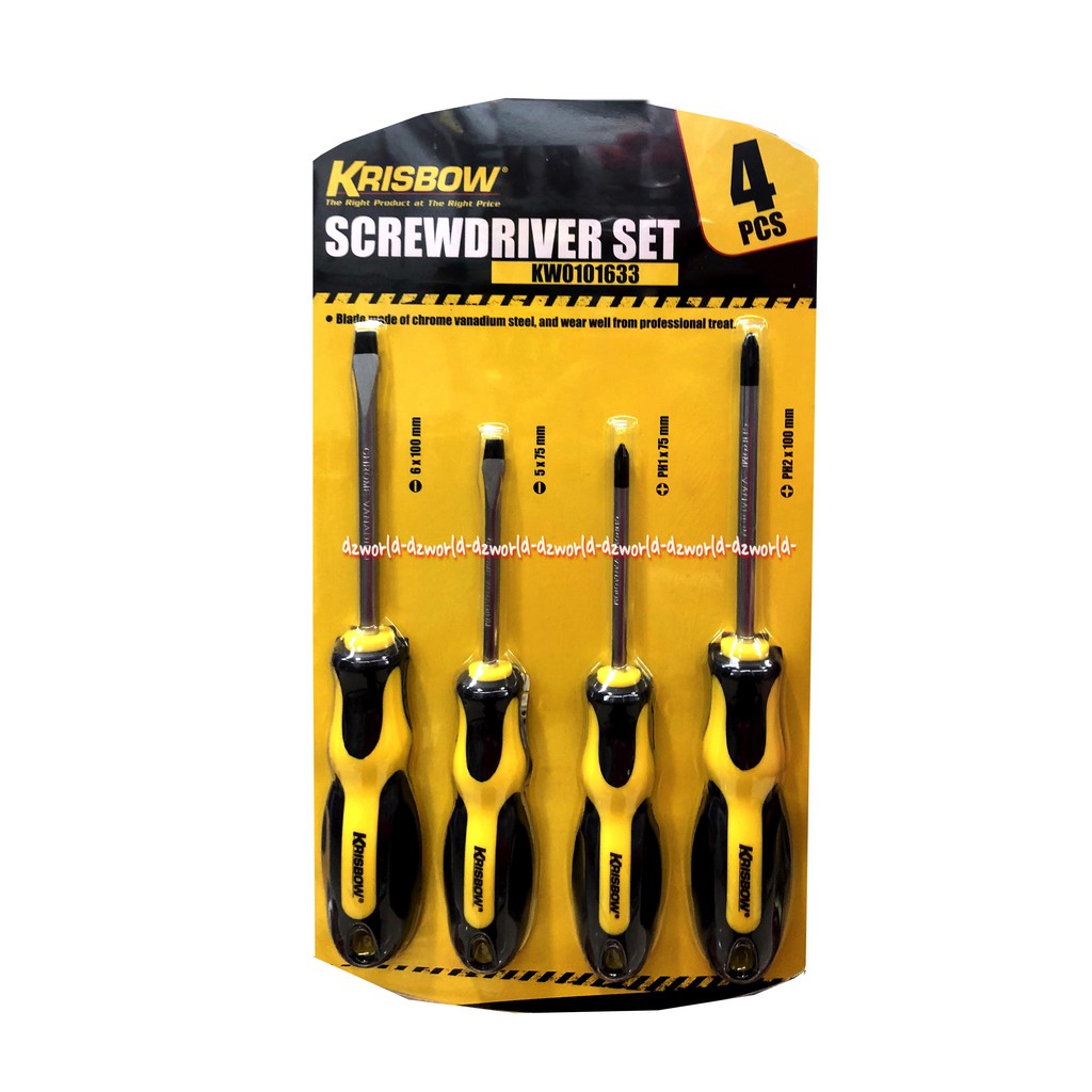 Krisbow Screwdriver Set 4 Pcs Peralatan Obeng 1set