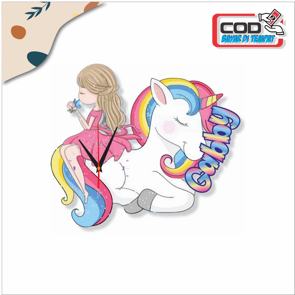 Jam Dinding Custom Karakter Unicorn Lucu AS010