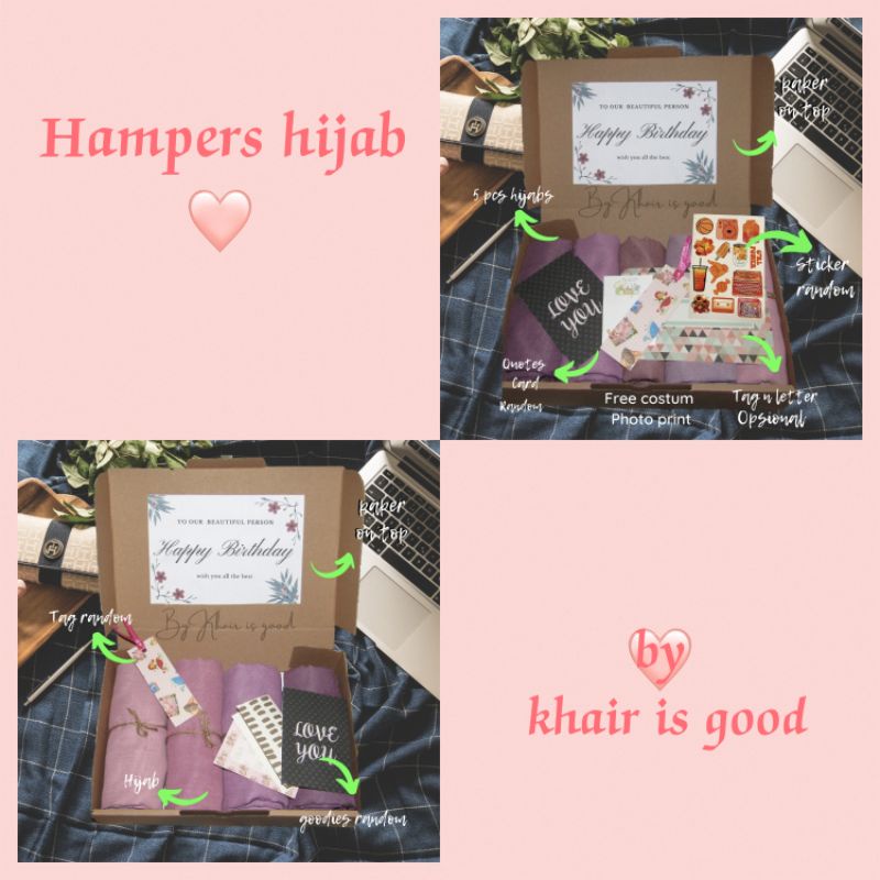 

Hijab gift box hampers girl for birthday kado wisuda