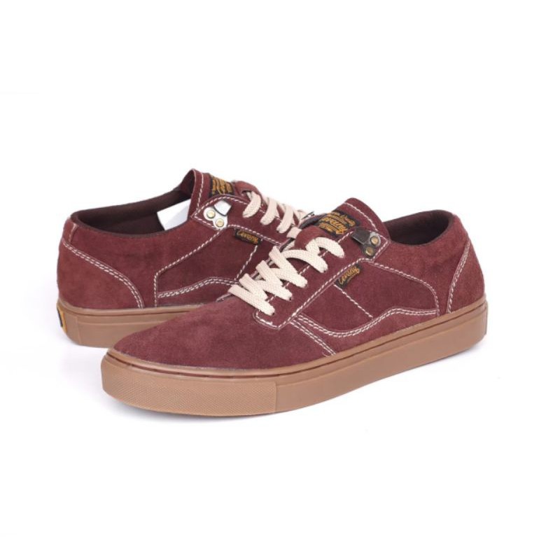 Sepatu Lokal Shoes Local Pride Cevany Gordon Low Cut Maroon Gum Suede