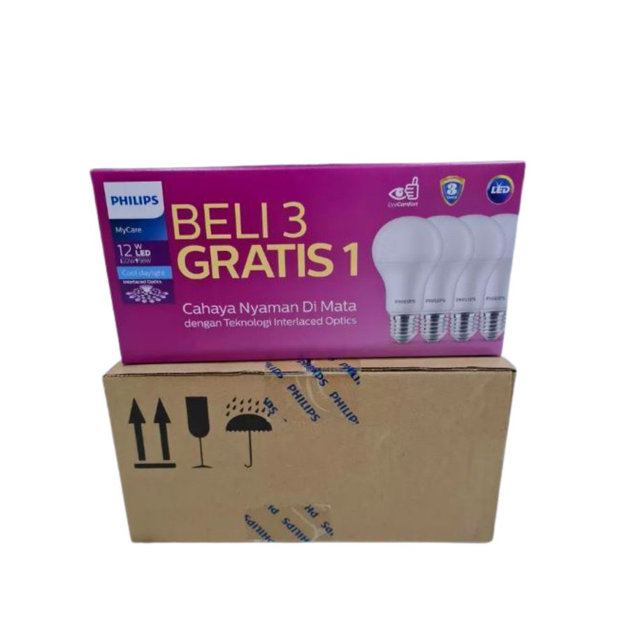 LAMPU PHILIPS LED BULB MY CARE 12 WATT PAKET BELI 3 GRATIS 1 LAMPU LED PAKET