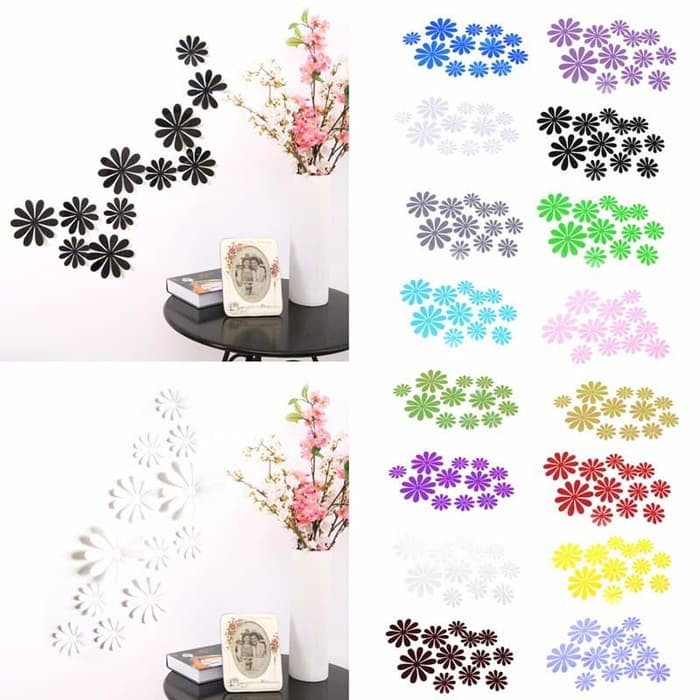 3D Flower Wall Sticker - Stiker Dinding Bentuk Bunga (12pcs)