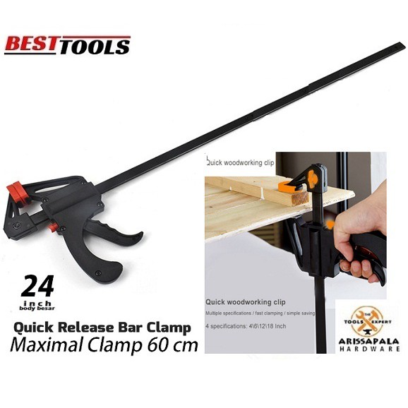 BESTTOOLS Quick Release Ratchet F Clamp Jumbo Besar 24 inch 60 cm Klem Penjepit Kayu Woodworking