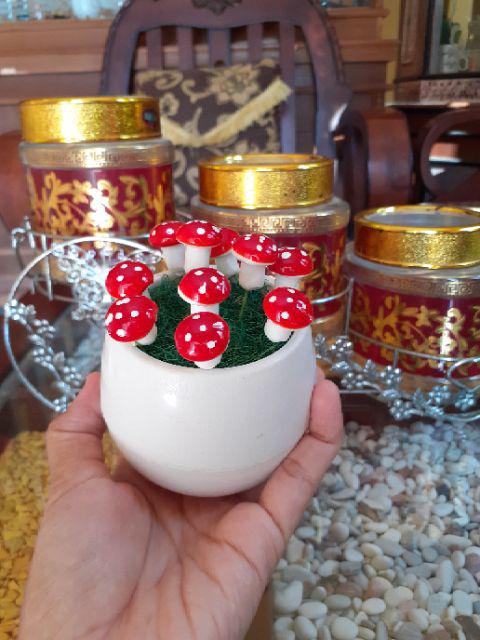 Hiasan Jamur Mini Pot + Jamur/ Bunga Plastik / Bunga Artificial / Hiasan Shabby / Home Decor