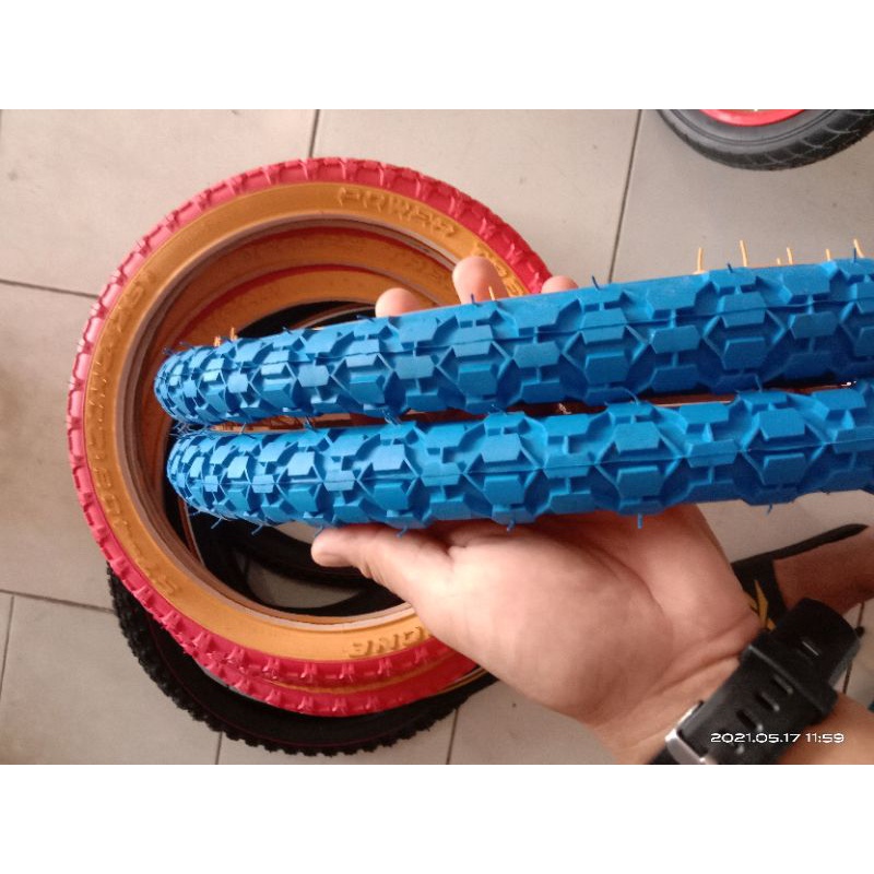 ban luar sepeda luckystone warna biru ukuran 20 x 2.125 untuk sepeda BMX mini
