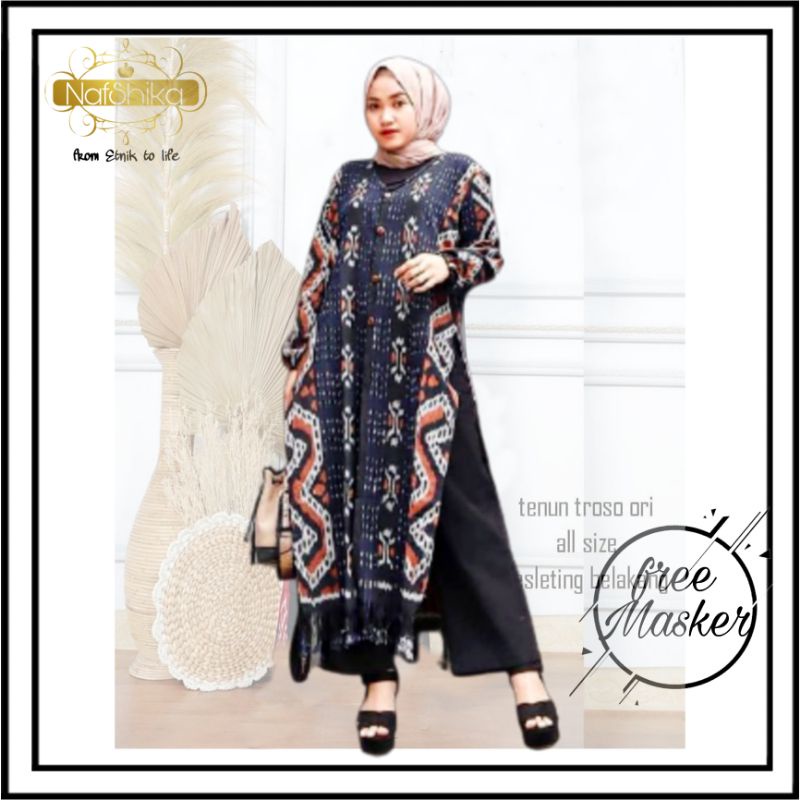 Tunik Tenun Etnik - Baju Tunik Tenun Wanita Etnik Troso Jepara, Baju Tenun Etnik Wanita, Baju Tunik