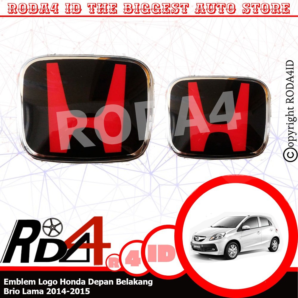 Emblem Logo Honda Depan Belakang Brio Lama 2014 - 2015 Hitam Merah