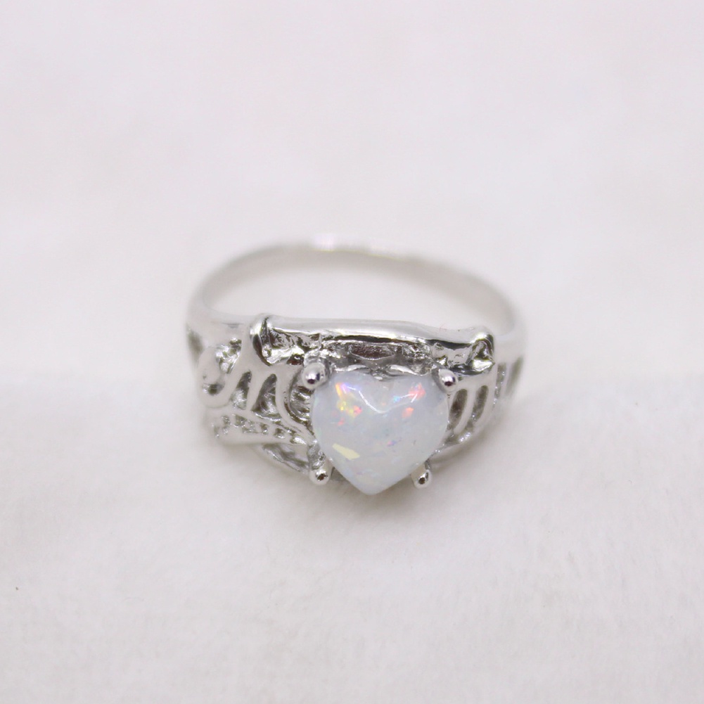 Hu Hu Hu Hu Hu Alat Bantu Pasang Kacamata♡ Cincin Bentuk Hati Motif Ukir Tulisan Aksen Opal Imitasi Untuk Hadiah Ibu