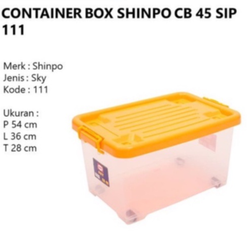 Container Box Plastik Jumbo Besar SHINPO CB 45 sip 111 Multifungsi Ukuran 45 Liter [2 JAM SAMPAI] Warna Random PENGIRIMAN Khusus Instan