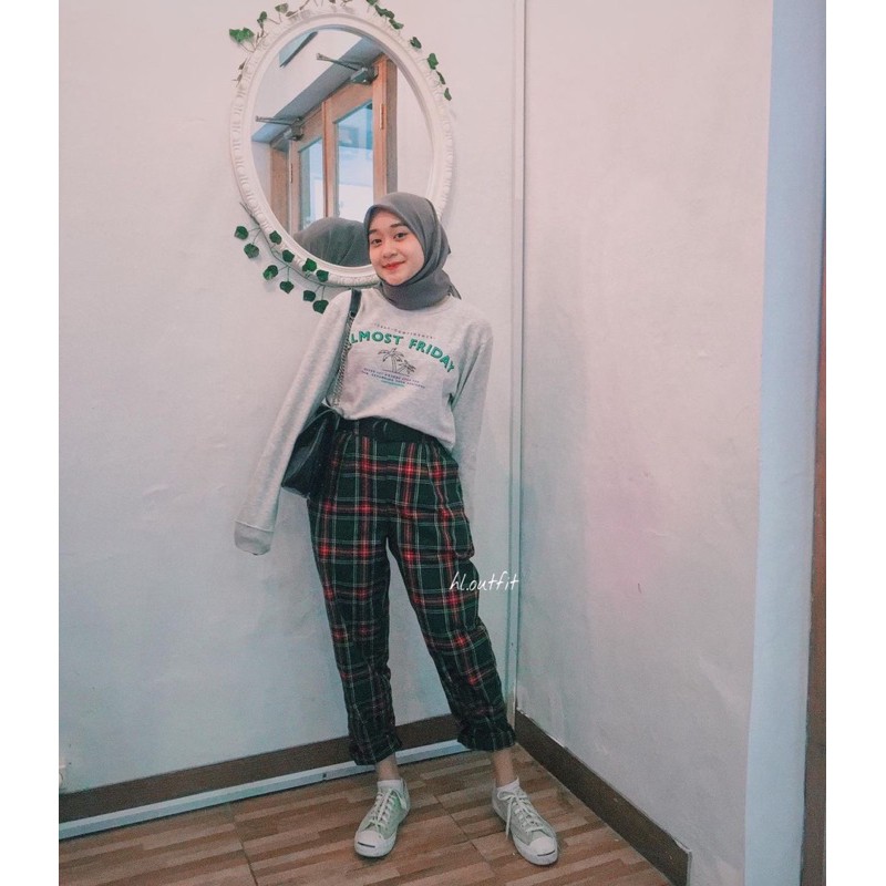 TARTAN PANTS DARK GREEN / ONESET