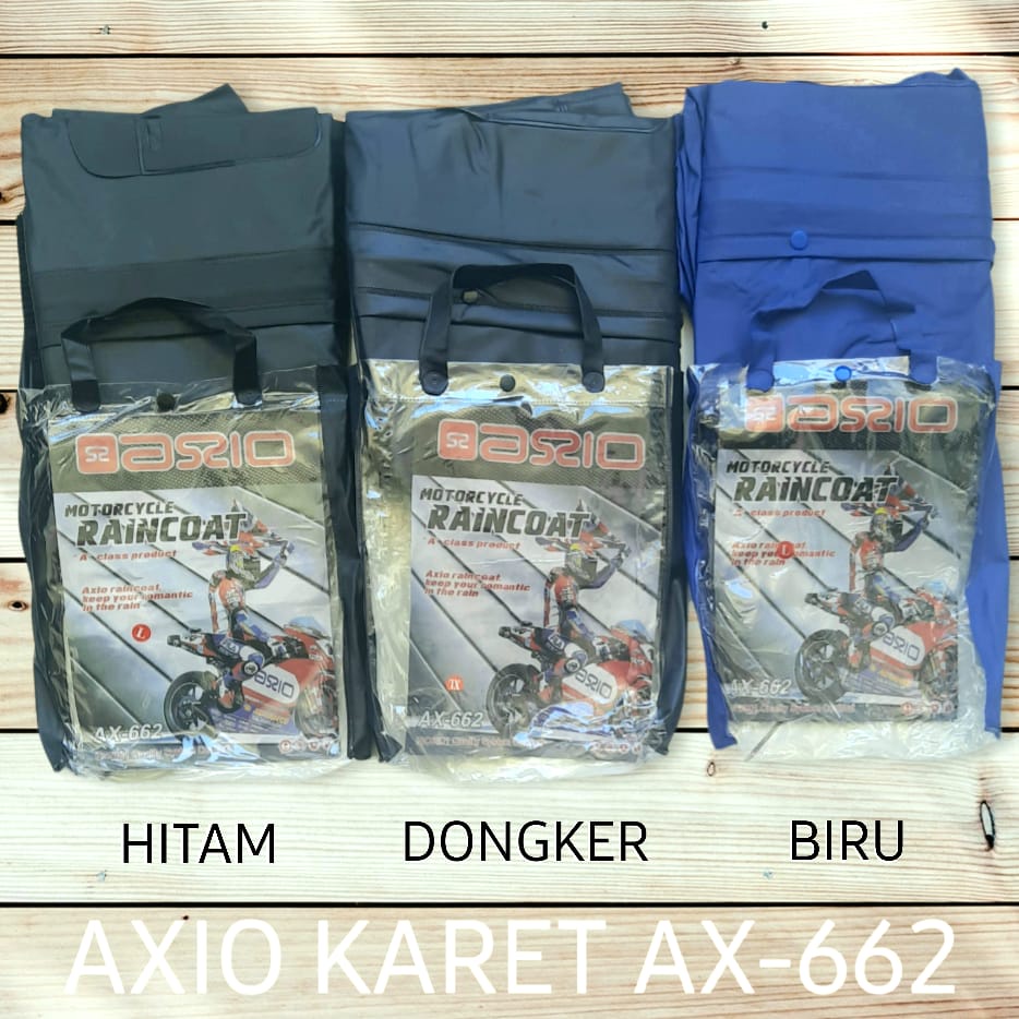 Jas Hujan AXIO Karet AX-662 Navy Blue / Biru Dongker, Full Press,  Anti Rembes