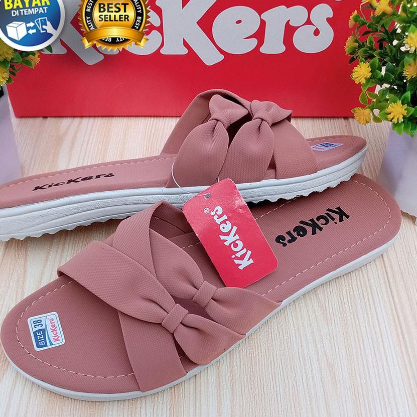 {Plw31au22w}   SANDAL WANITA DEWASA SLOP KICKERS M EMPUK NYAMAN DIPAKAI / SANDAL REMAJA SLOP PITA  K