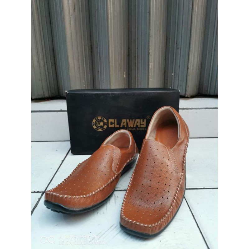 Sepatu Casual Kulit Pria Claway Big Size 44 - 46 ( Produksi Sendiri ) / Sepatu Selop Bustong Ogana Big Size 44 - 46 Og 01 ( Produksi Sendiri )