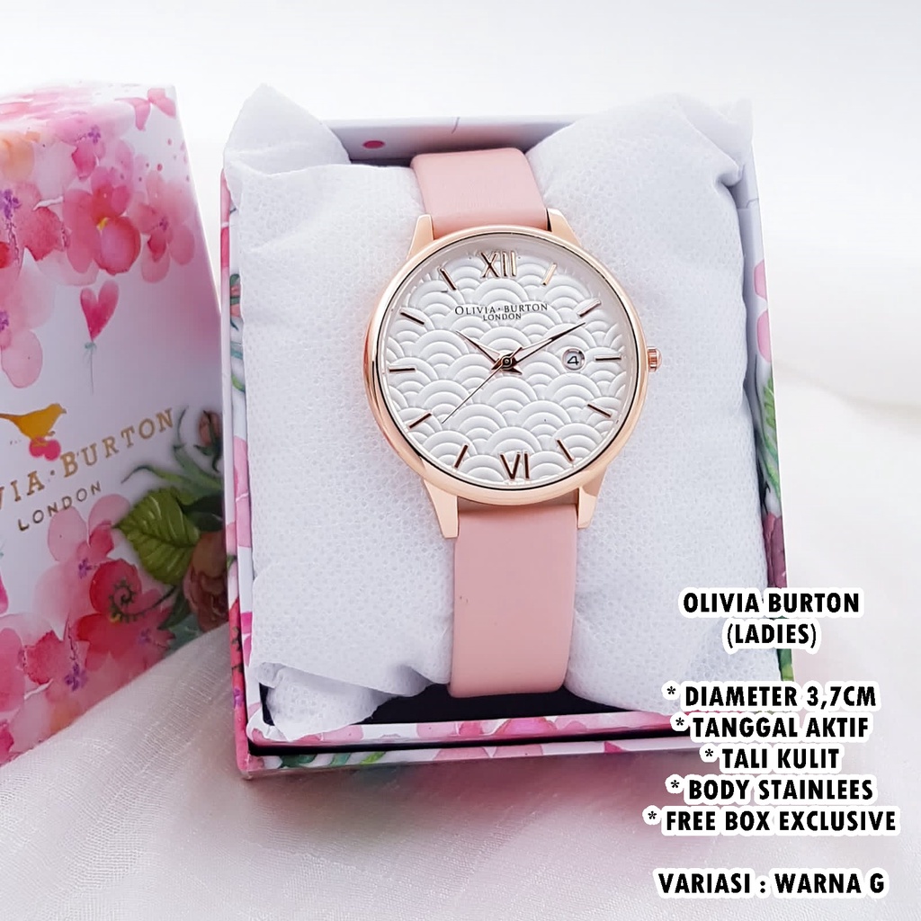 (FREE BOX) JAM TANGAN WANITA FASHION TALI KULIT BODY BULAT TANGGAL AKTIF