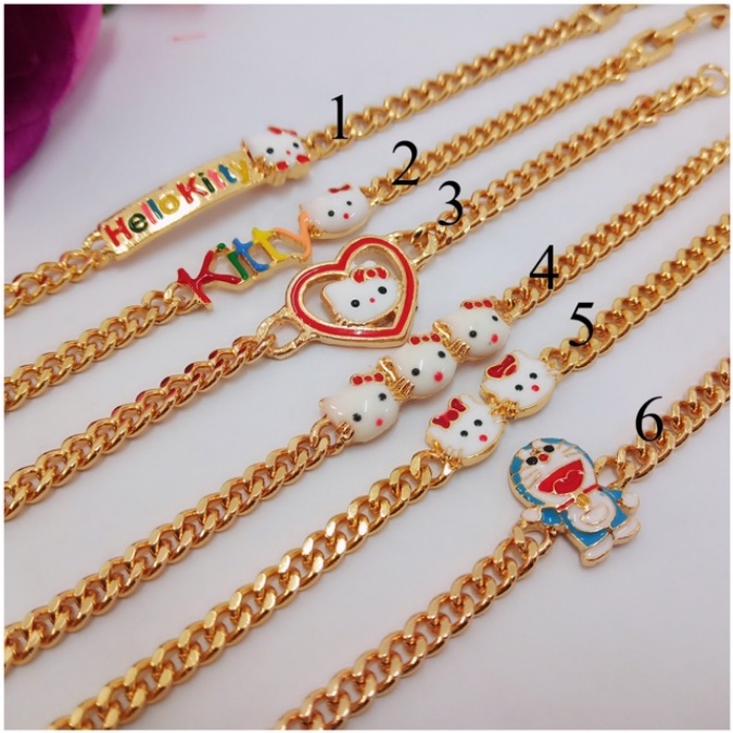 Gelang Tangan AnakTitanium Lapis Emas Perhiasan Anak Lucu