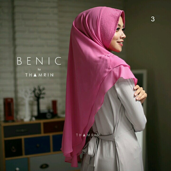 Jilbab Ceruti Dua Tumpuk Model Khimar Benic Softpad Antem Variasi 2Layer Aksesori Kancing Premium