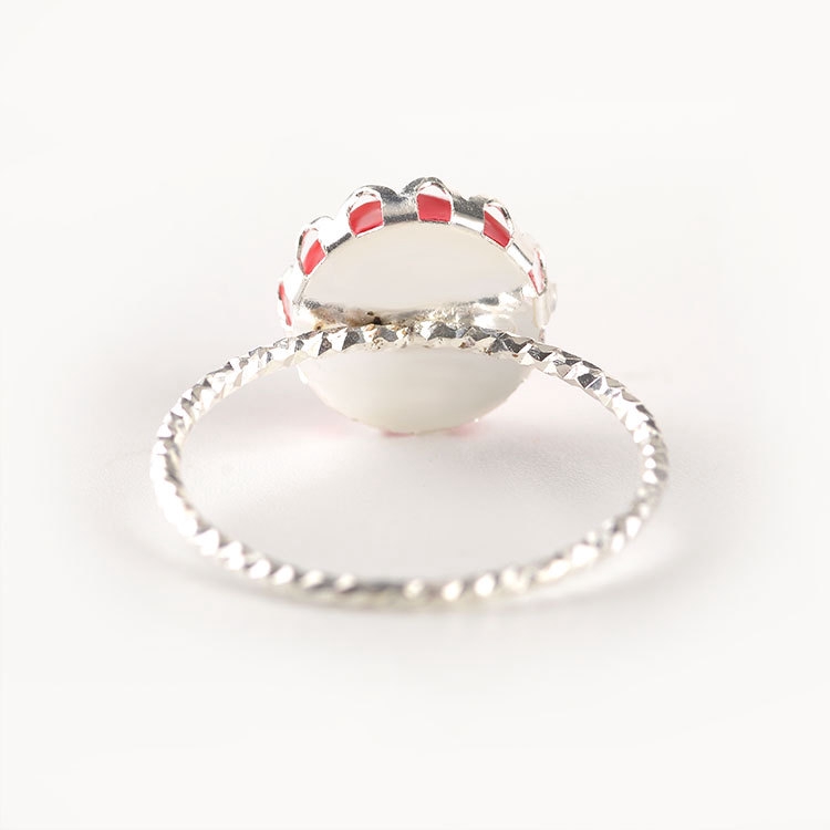 OLOJO Merah Dan Hijau Resin Batu Permata Imitasi Cincin Geometris Cincin Tren Unisex