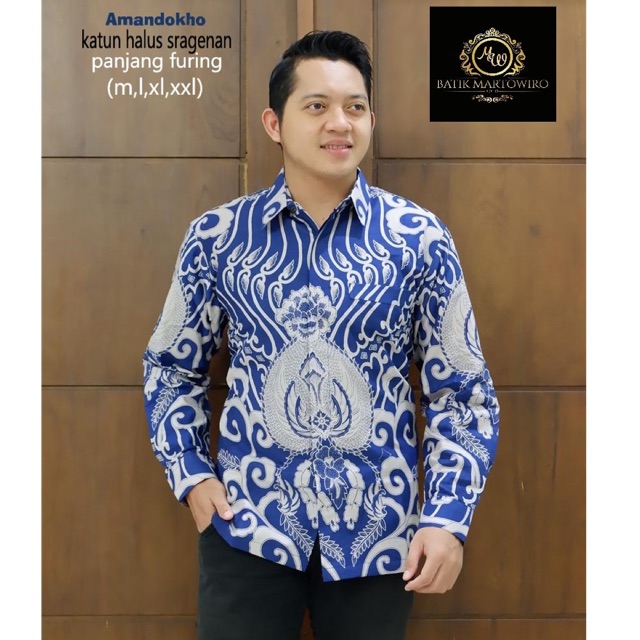 KEMEJA BATIK AMANDOKHO FULL FURING KATUN HALUS SRAGENAN SIZE M-XXL ASLI SOLO