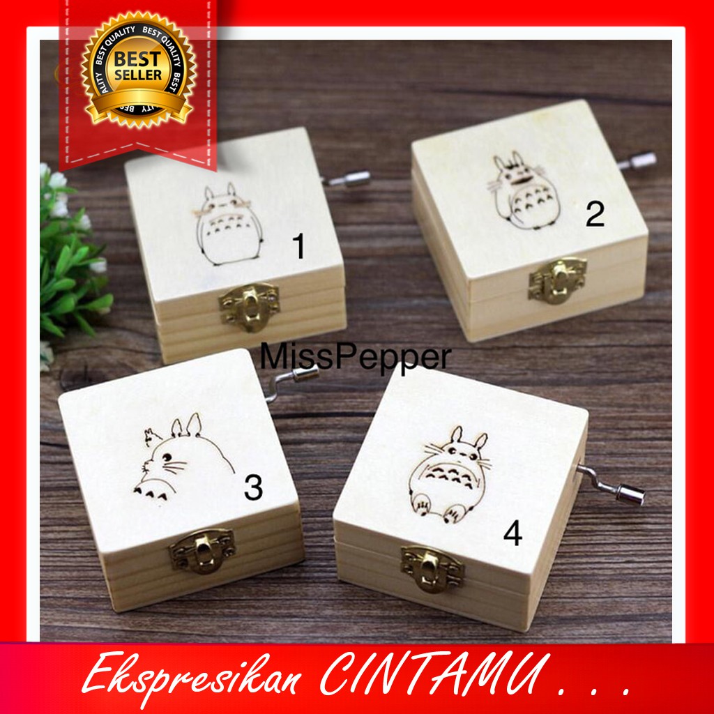 Totoro Retro Wooden Music Gift Box / Kotak Musik Kayu Totoro (Ada Tempat Cincin/ Kalung/ Perhiasan)
